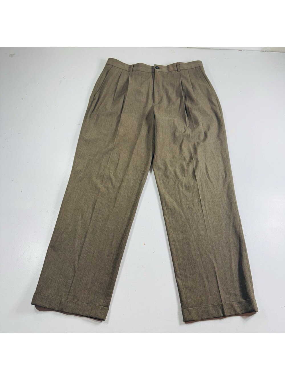 Claiborne Dress Pants Men’s Size 34x30 Brown Pleated Stretch